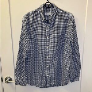 GAP Men's Navy and White Gingham Shirt